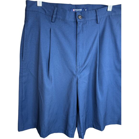 Chaps Golf Men's Pleated Shorts 34 Blue Polyester Lightweight Casual Dressy - Picture 2 of 13